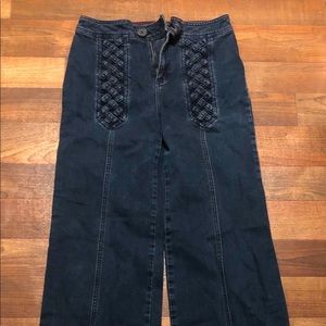 High waisted wide legged jeans braided accents